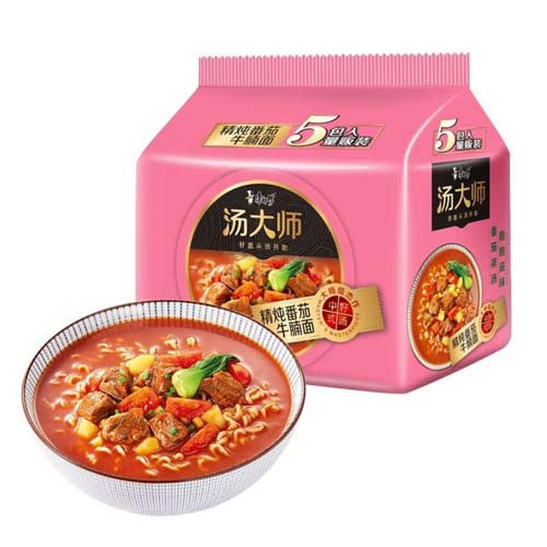 Master Kong Soup Master Series Instant Noodles Tomato Beef Brisket 119g (Pack of 5) - YEPSS - Online Asian Snacks Oriental Supermarket UK