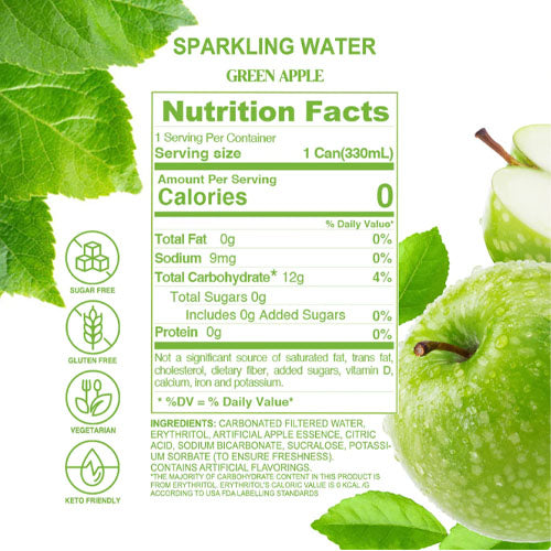 Chi Forest Sparkling Water Green Apple Flavour 330ml - YEPSS - 叶哺便利中超 - 英国最大亚洲华人网上超市