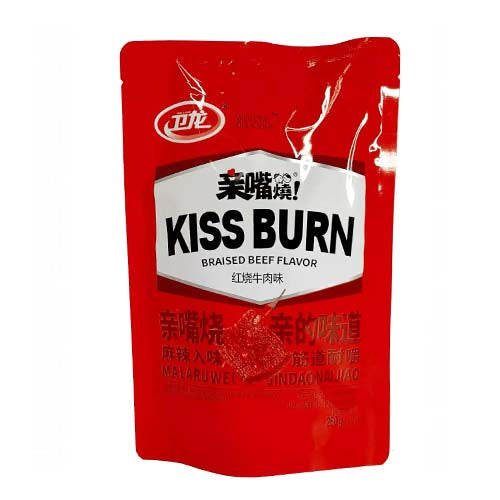 Wei Long Kiss Burn Spicy Gluten Snacks Braised Beef Flavour 260g - YEPSS - Online Asian Snacks Oriental Supermarket UK