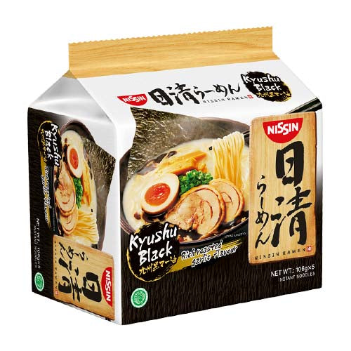 Nissin Japanese Ramen Kyushu Black Flavour 106g (Pack of 5) - YEPSS - Online Asian Snacks Oriental Supermarket UK