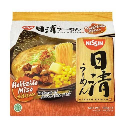 Nissin Japanese Ramen Hokkaido Miso Flavour 106g (Pack of 5) - YEPSS - Online Asian Snacks Oriental Supermarket UK