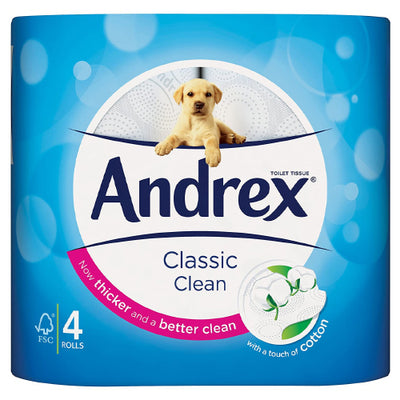 Andrex Classic Clean Toilet Tissue 4 Rolls - YEPSS - 叶哺便利中超 - 英国最大亚洲华人网上超市