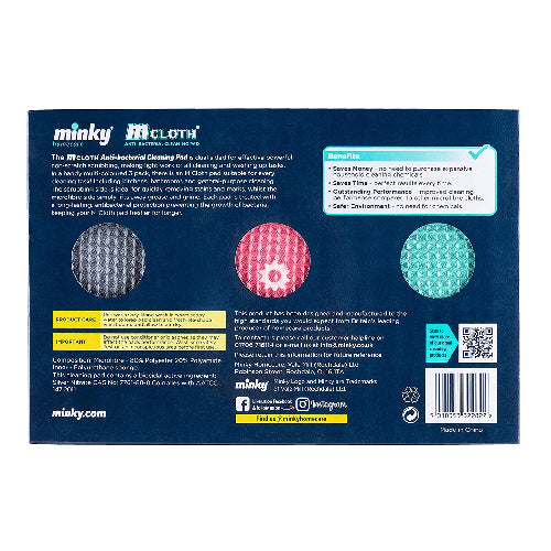 Minky Antibacterial Cleaning Pad 3 Pack - Grey, Pink, Green - YEPSS - 叶哺便利中超 - 英国最大亚洲华人网上超市