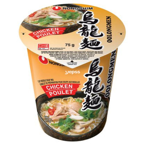 Nongshim Oolongmen Chicken Flavour Noodle Soup (Cup) 75g - YEPSS - 叶哺便利中超 - 英国最大亚洲华人网上超市