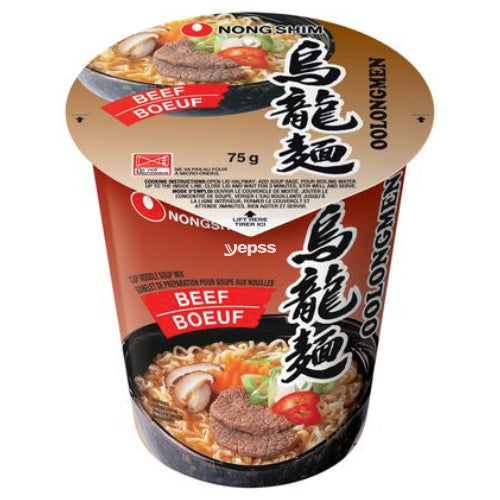 Nongshim Oolongmen Beef Flavour Noodle Soup (Cup) 75g - YEPSS - 叶哺便利中超 - 英国最大亚洲华人网上超市