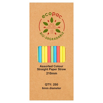 Ecopac Assorted Colour Paper Straw 210mm 250s - YEPSS - 叶哺便利中超 - 英国最大亚洲华人网上超市