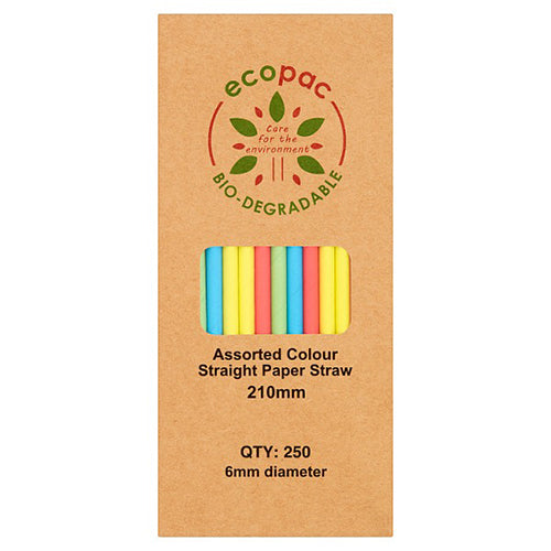 Ecopac Assorted Colour Paper Straw 210mm 250s - YEPSS - 叶哺便利中超 - 英国最大亚洲华人网上超市